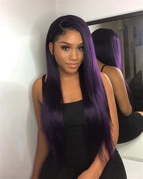 Pinterest Goldeinee ♡ Purple Hair Black Girl Purple Hair Long
