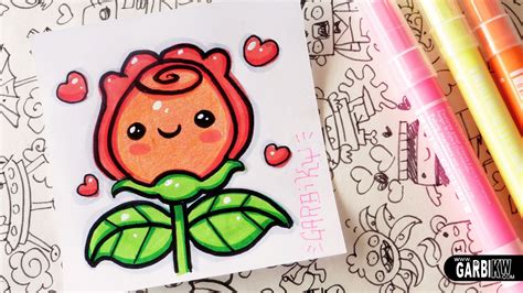 How To Draw Kawaii Rose By Garbi Kw Cute Drawings Doodle Art Drawing