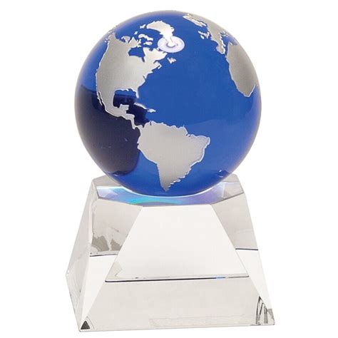 Crystal Globe On Crystal Base In 3 Sizes — Vermont Awards And Engraving