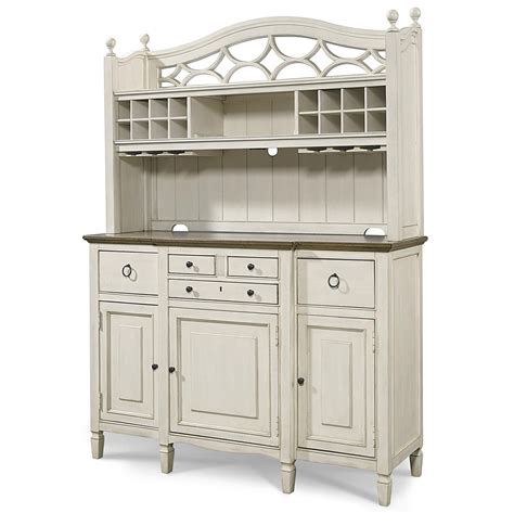 Country Chic Maple Wood White Kitchen Buffet With Bar Hutch Zin Home