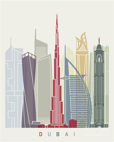 Dubai V2 Skyline Poster Painting By Pablo Romero