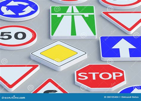 Road Signs. Traffic Laws. Driving School Concept. Rules and Regulation
