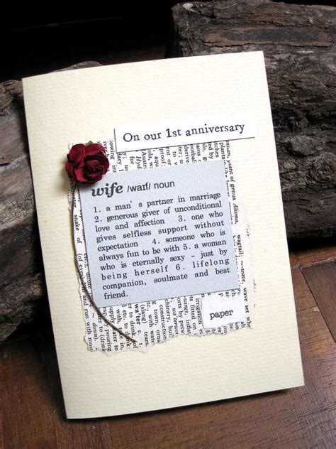 1st Anniversary Card Wife Definition First Wedding Anniversary Etsy