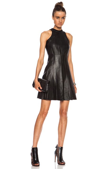 Derek Lam 10 Crosby Fit And Flare Leather Dress In Black Fwrd