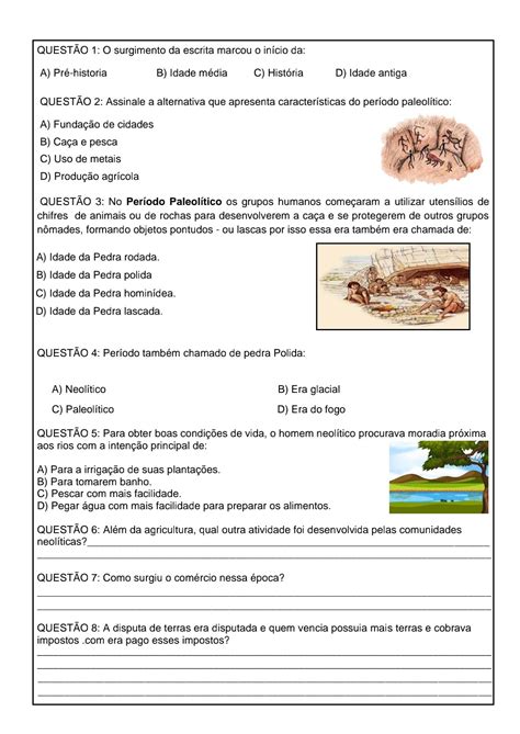 Questões Sobre Introdução A História 6 Ano