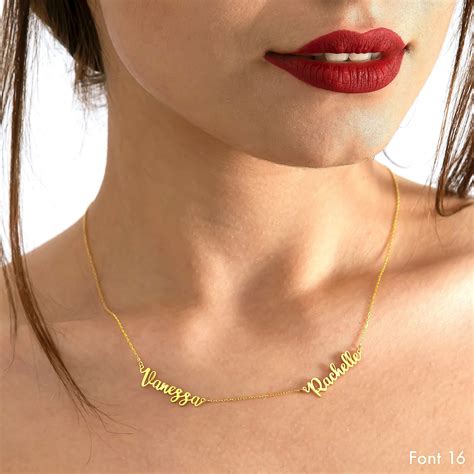 14k Solid Gold Two Names Necklace Gold Name Necklace Custom Etsy Uk
