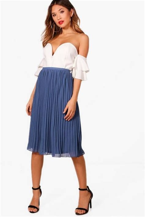 Maxis Pleated Mini Skirt Midi Skirt Boohoo Outfits Chiffon Plain