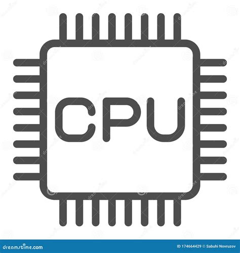 Processor Chip Line Icon Computer Hardware Central Processing Unit
