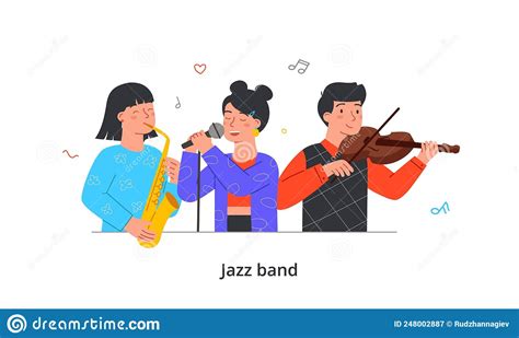 Group Portrait Of Music Band Stock Vector Illustration Of Woman