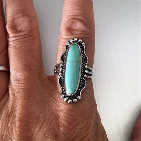 Sterling Silver Synthetic Turquoise Statement Ring Turquoise Boho Ring