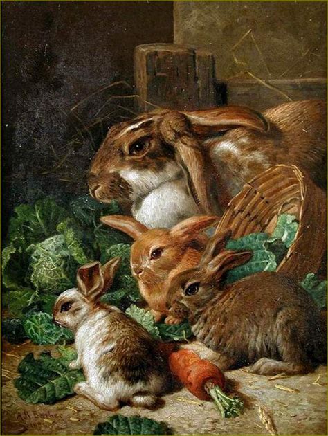 lapins lièvres en peinture et illustrations Alfred Richardson Barber