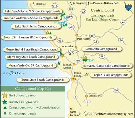 Central California Coast Campground Map