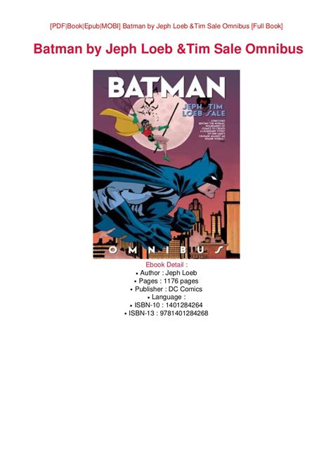 Book Batman By Jeph Loeb And Tim Sale Omnibus By Jeph Loeb Txtpdfepub