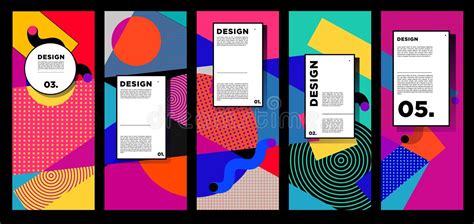 Vector Vertical Banner Design Template With Colorful Abstract Geometric