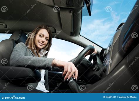 Young Attractive Woman Driving Stock Image Image Of Interior