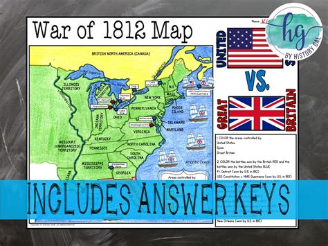 War Of 1812 Map Activity Print And Digital By History Gal