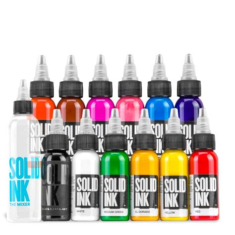 Solid Ink Solid Ink 12 Colors Spectrum Set Available In 1oz Or 2oz Relyaid Tattoo Supply