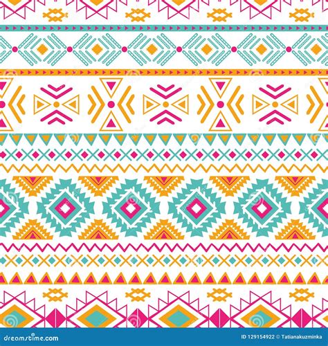 Seamless Tribal Ethnic Pattern Aztec Native Background Mexican