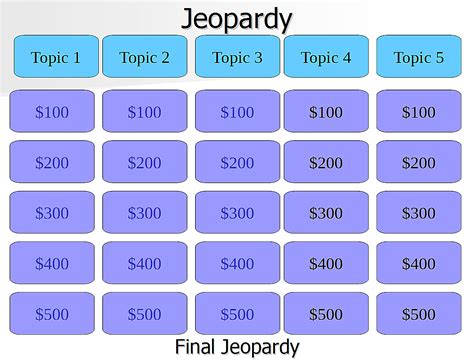 Printable Jeopardy Template
