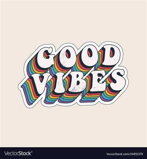 Good Vibes Lettering With Vintage Hippie Styled Vector Image