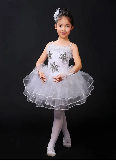 1 Piece Girls Ballet Dress Swan Dance Dress Adult Ballet White Veil