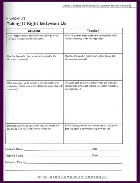 Student And Teacher Relationship Worksheet Counseling Worksheets