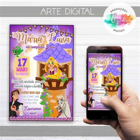 Convite Digital Rapunzel Mod 01 Elo7 Produtos Especiais