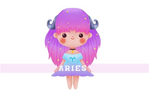 Aries Zodiac Chibi Girl Graphic By Mylittledoodles · Creative Fabrica