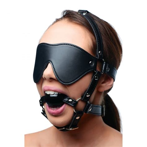Gag And Blindfold Head Harness The Bdsm Toy Shop