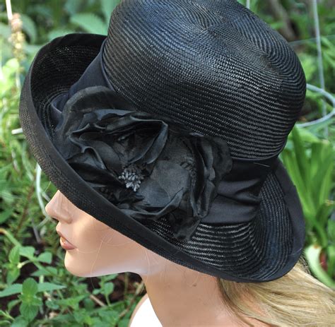 Womens Black Formal Hat Black Dressy Hat Funeral Hat Black Church