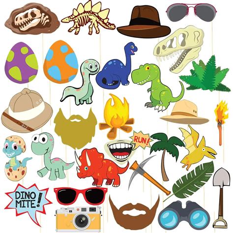 Buy Dinosaur Photo Booth Props 30 Pack Dinosaur Party Supplies Dino
