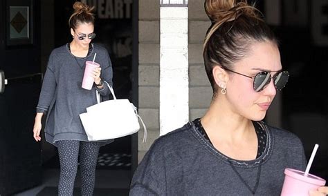 Jessica Alba Sips On A Pink Smoothie After Intense Workout Session