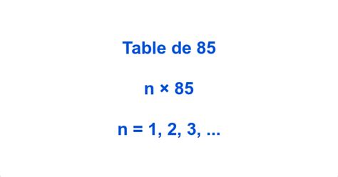 Table De 85 Tables De Multiplication