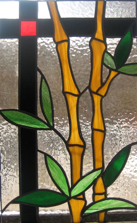 Japanese designs stained glass pattern. Oriental Bamboo panel. | Stained glass paint, Stained ...