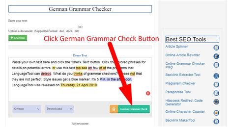 With a grammar checker, you can check how much passive voice you use and adjust accordingly. German Grammar Checker - Best German Spell Corrector ...