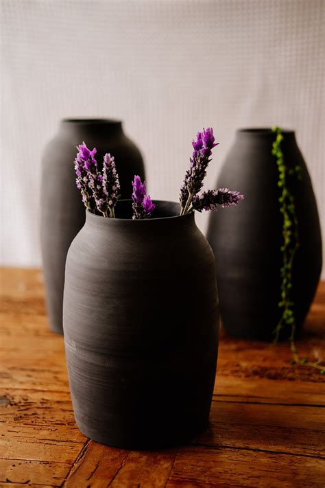 Sleek Dark Grey Vase One Of A Kind Vase Tall Vase Etsy