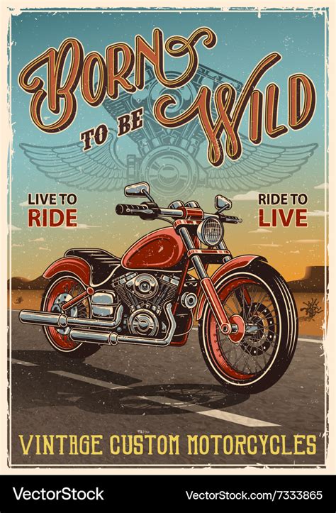 Vintage Motorcycle Poster Royalty Free Vector Image