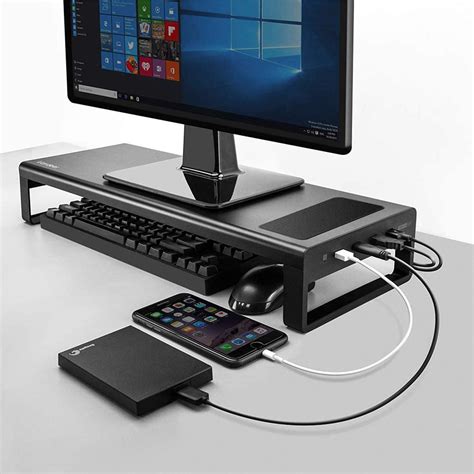 Usb 30 Aluminum Monitor Stand Support Wireless Charing Transfer Data