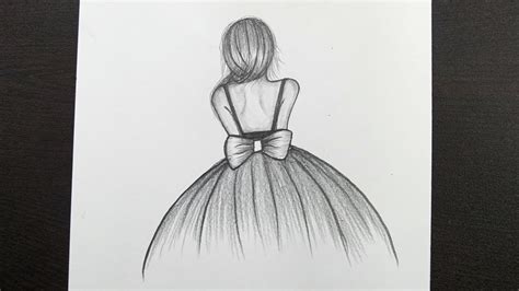 Pencil Sketch Of Girl From Back Beautiful Girl Pencil Drawing