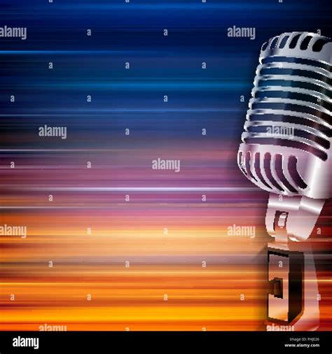 Abstract Blur Music Background With Retro Microphone Stock Vector Image