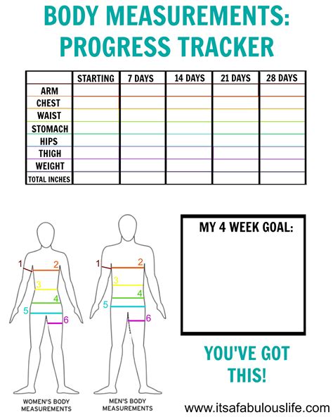 Free Body Measurement Tracker Printable
