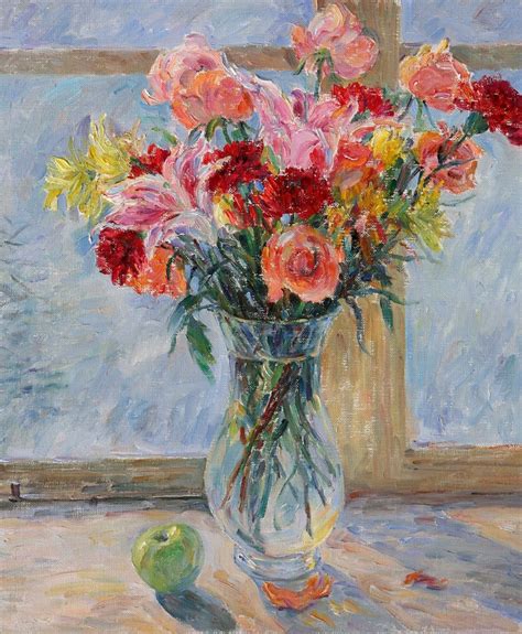 Oil Painting Picture Hd Print Impressionist Still Life Flowers In Vase