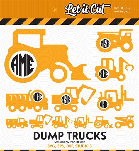 Dump Trucks Circle Monogram Frames Svg Eps Dxf Studio3