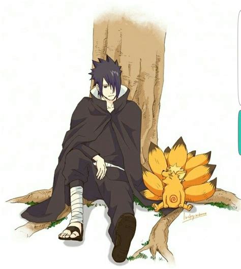 Sasuke, Naruto, cute, Nine Tails, Kyuubi, fox, Bijuu ...