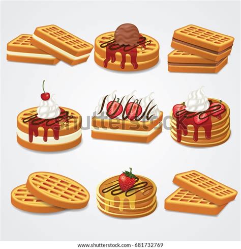 Waffle Pancake Set Vector Illustration 库存矢量图（免版税）681732769