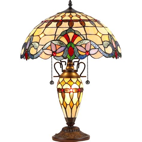 chloe lighting ch33313vi16 dt3 cooper tiffany style 3 light victorian double lit table lamp 16