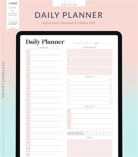 Digital Daily Planner For Goodnotes Blush Pink Half Hour Planner 1