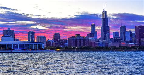Chicago Skyline Sunset Photograph By Mitchell R Grosky Fine Art America