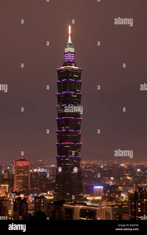 Taipei Tower 101 Tower At Night Taipei Taiwan China Asia Stock