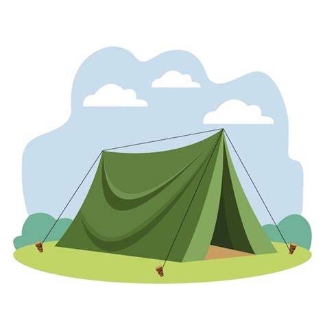 Dibujos Animados De Equipos De Carpa De Viaje De Camping Vector Premium